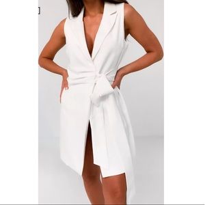 Missguided White Tie Front Blazer Dress